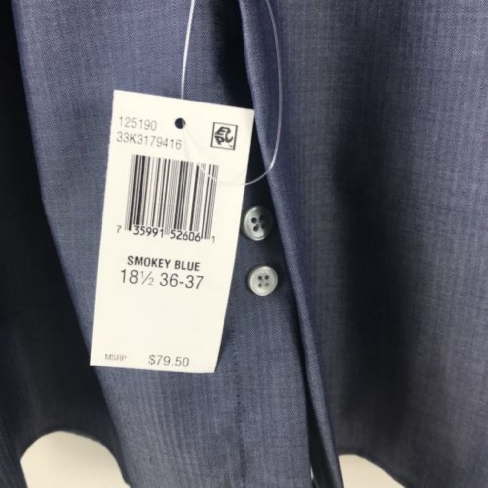 Calvin Klein Steel Non Iron Smoky Blue Long Sleeve - Picture 6 of 7